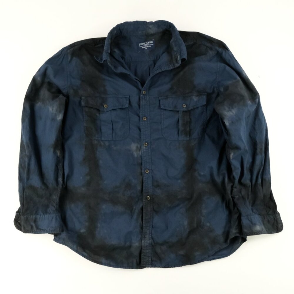 Joseph Turner Yorkshire Shirt Men's Casual Safary Sz. XL Dark Navy Tie Dye Shirt